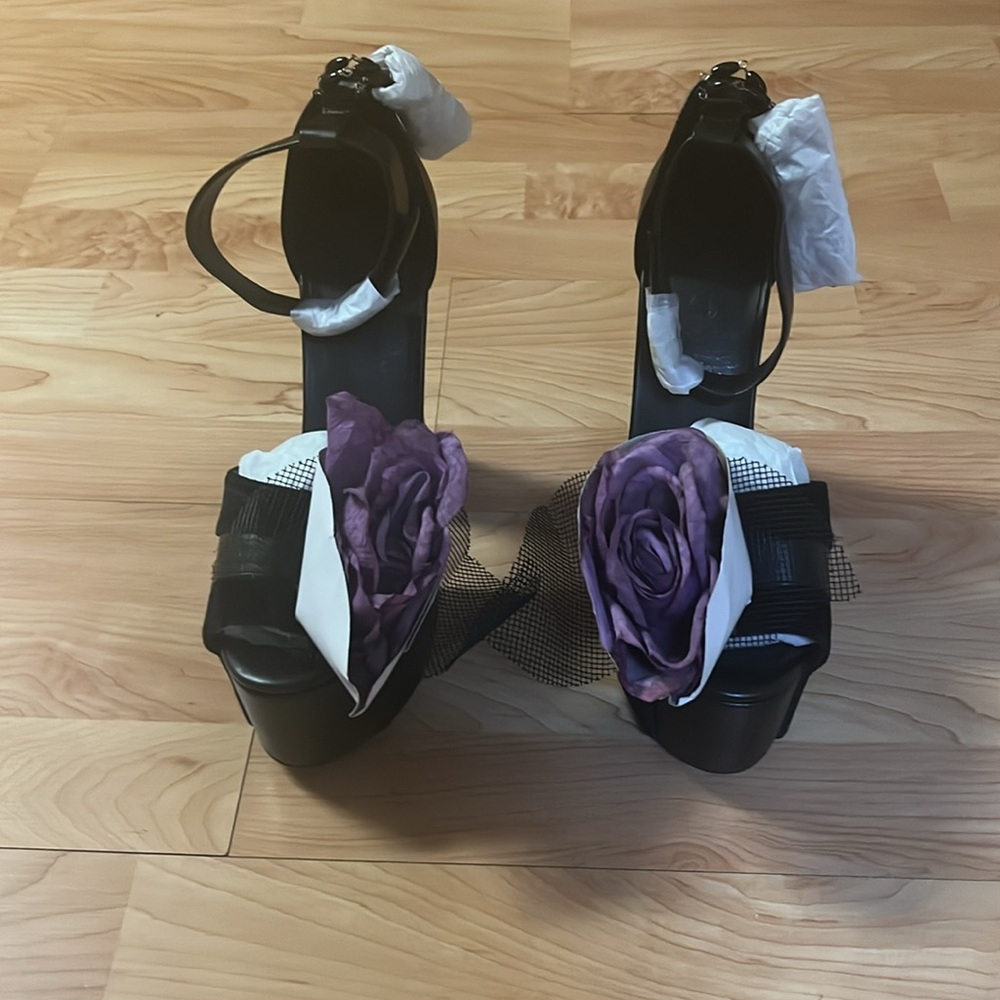 ‼️NWT‼️Dolls Kill X Widow Black and Purple Women's Platform Heels Size 8 - Picture 3 of 6